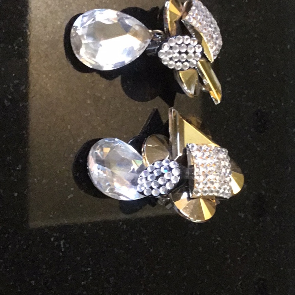 Mister bijou earrings gold,black and CZ